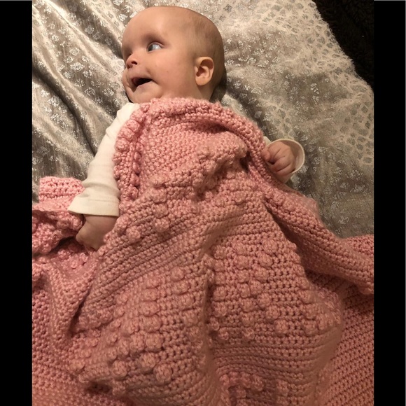 Crochet Baby Afghan. Twinkle Twinkle Little ⭐️ - Pink - Picture 3 of 4